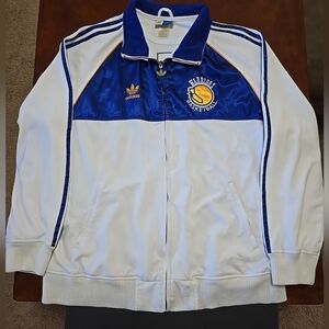 Vintage Adidas Golden State Warriors White and Blue Warm UpJacket Size XL